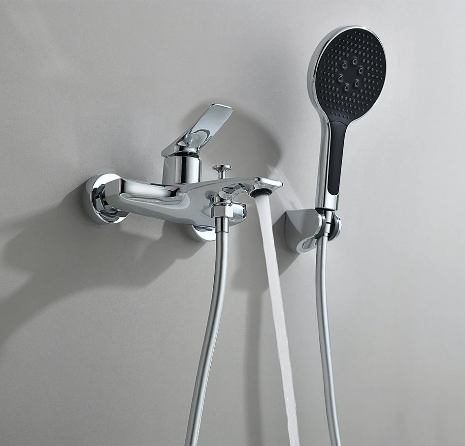 VGX Simple Bathroom Shower System Set Bathtub Faucets Set Bath Water Taps Shower Diverter Single Handle Tub Mixer Shower Crane