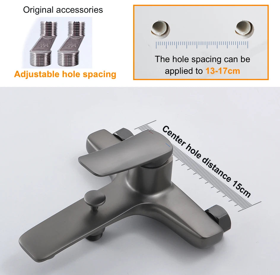 VGX Simple Bathroom Shower System Set Bathtub Faucets Set Bath Water Taps Shower Diverter Single Handle Tub Mixer Shower Crane