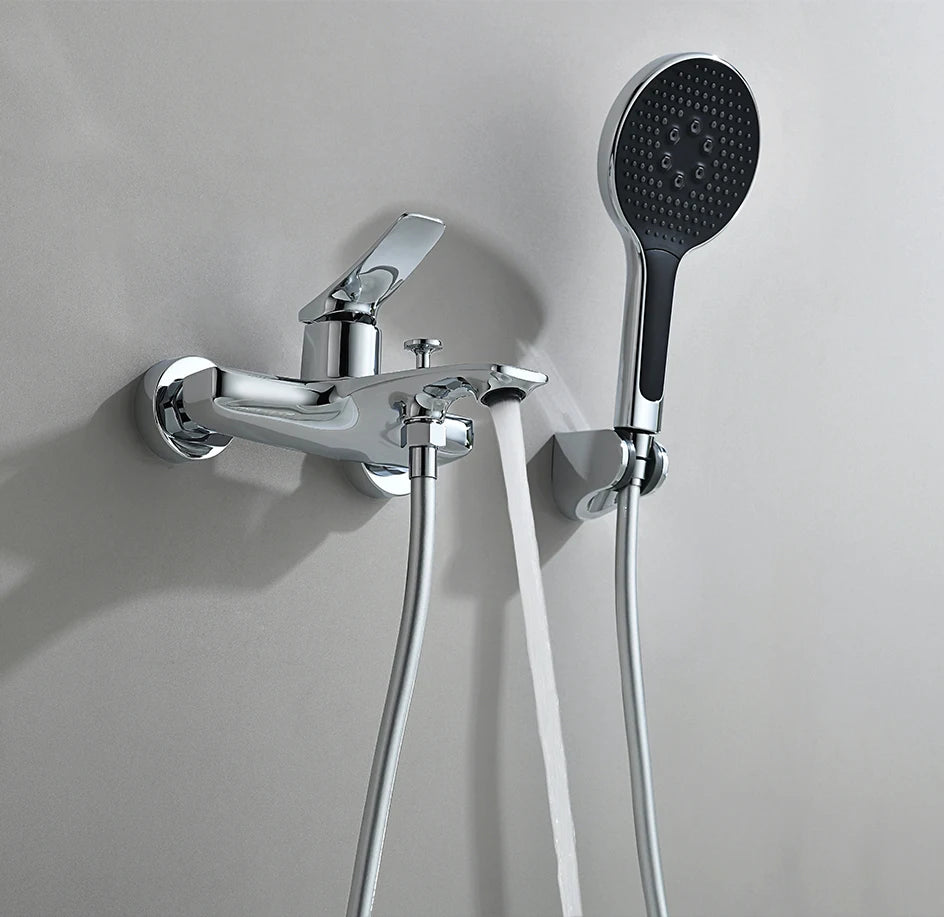 VGX Simple Bathroom Shower System Set Bathtub Faucets Set Bath Water Taps Shower Diverter Single Handle Tub Mixer Shower Crane
