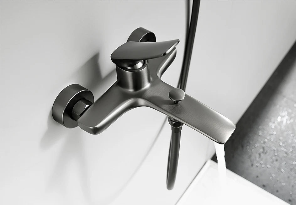 VGX Simple Bathroom Shower System Set Bathtub Faucets Set Bath Water Taps Shower Diverter Single Handle Tub Mixer Shower Crane