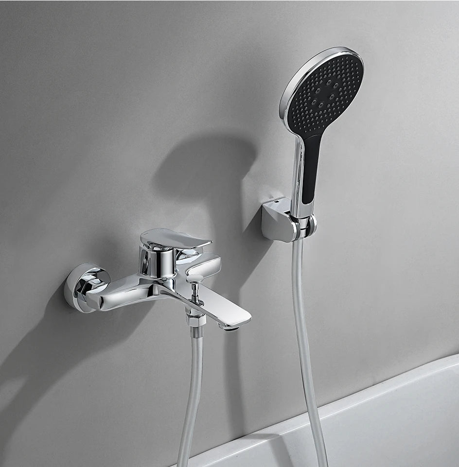 VGX Simple Bathroom Shower System Set Bathtub Faucets Set Bath Water Taps Shower Diverter Single Handle Tub Mixer Shower Crane
