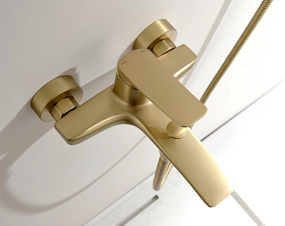 VGX Simple Bathroom Shower System Set Bathtub Faucets Set Bath Water Taps Shower Diverter Single Handle Tub Mixer Shower Crane