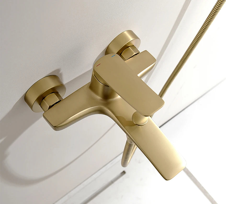 VGX Simple Bathroom Shower System Set Bathtub Faucets Set Bath Water Taps Shower Diverter Single Handle Tub Mixer Shower Crane