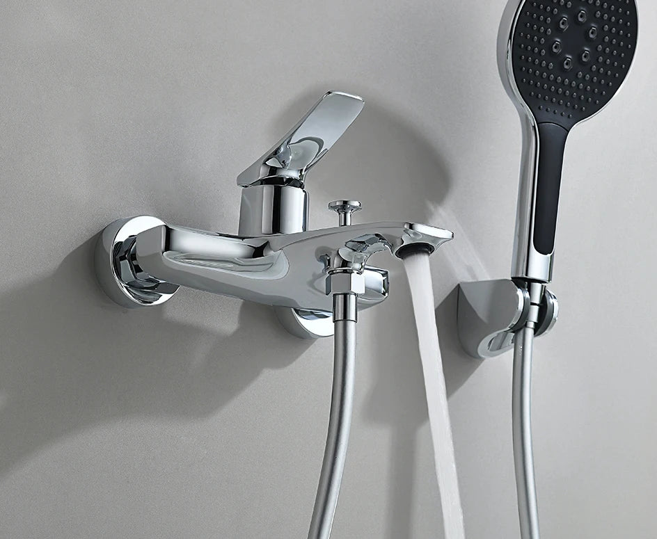 VGX Simple Bathroom Shower System Set Bathtub Faucets Set Bath Water Taps Shower Diverter Single Handle Tub Mixer Shower Crane