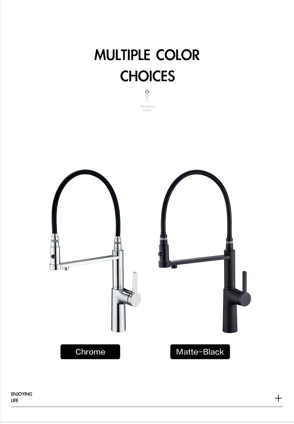 Simple black brass kitchen faucet with pull-out design, dual control of cold and hot, and water purification function sink Tap