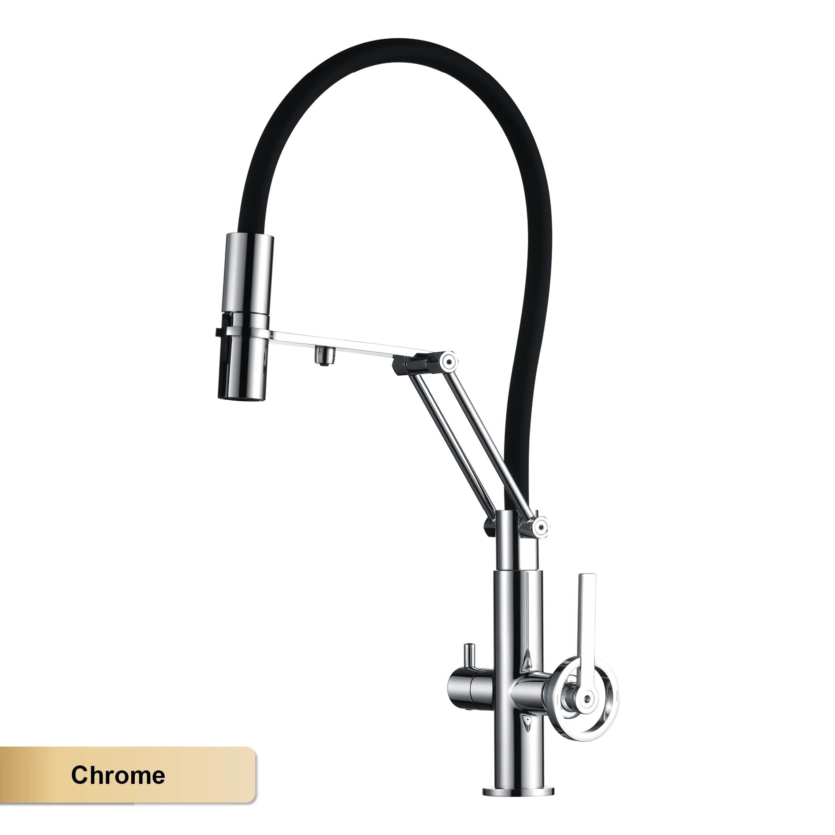 Industrial brass brushed rose gold kitchen faucet with separated filter faucet. 1 hole pull-out hot&cold water tank mixr Tap