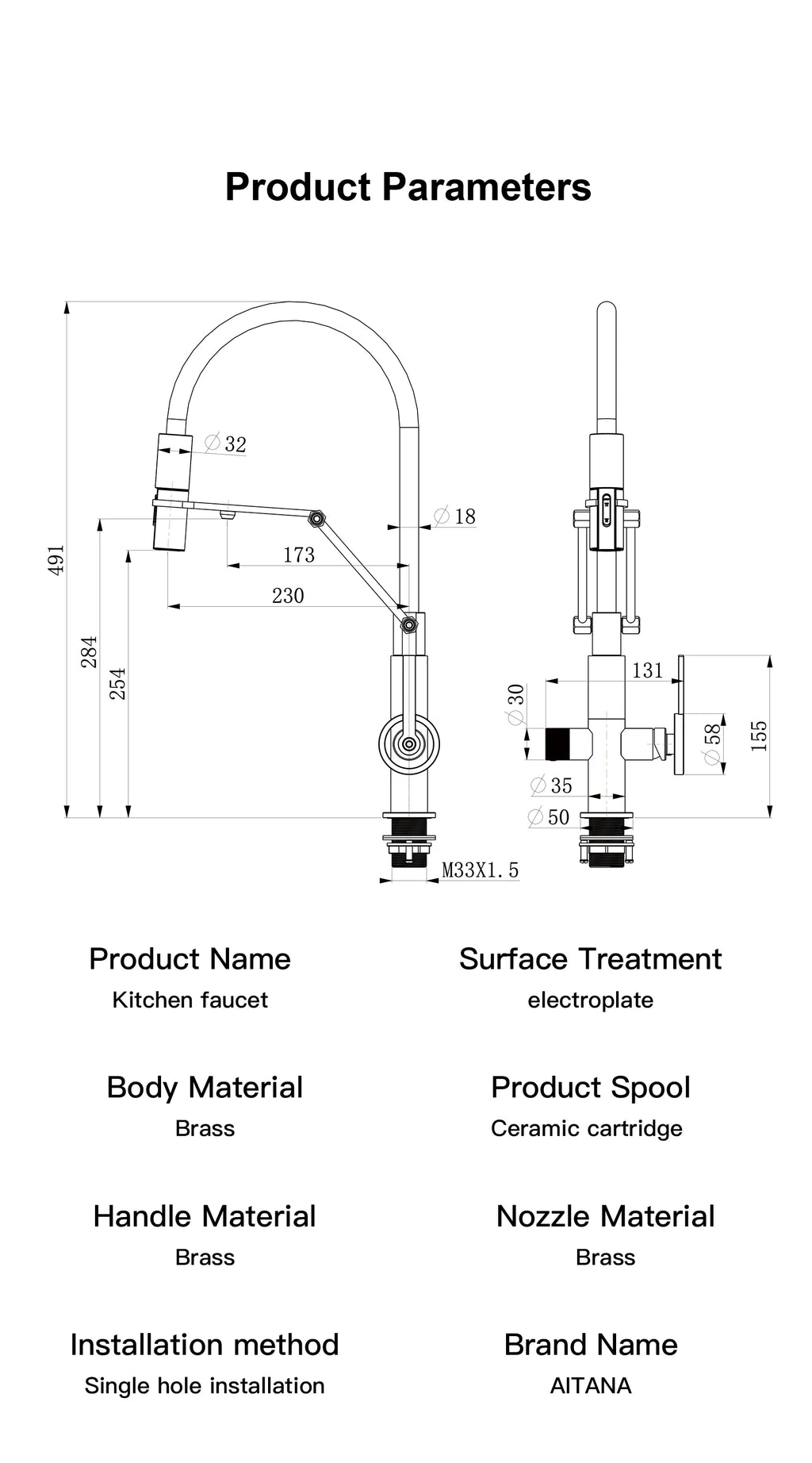 Industrial brass brushed rose gold kitchen faucet with separated filter faucet. 1 hole pull-out hot&cold water tank mixr Tap