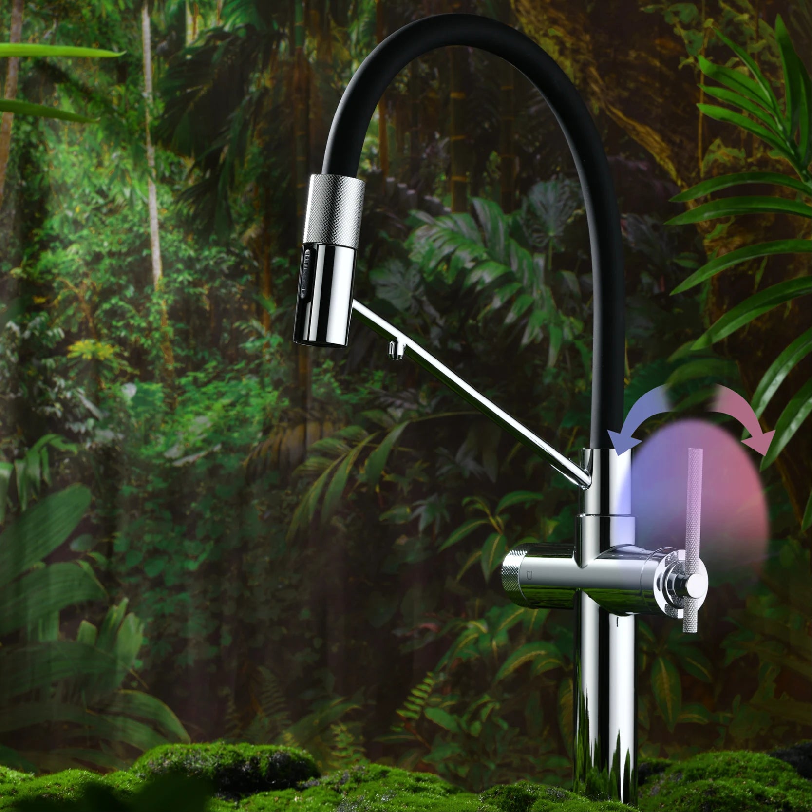 AITANA brushed rose gold pull-out kitchen faucet with luxury drinking water mode 3 function hot&cold water single hole sink Tap