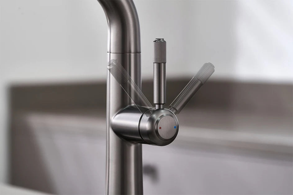 VGX Gold Kitchen Faucet Dual Spout Pure Drinking Water Tap Pull Out Kitchen Sink Mixer Stainless Steel Kitchen Gourmet Crane