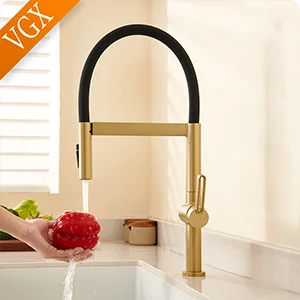 VGX Water Filter Kitchen Faucet Dual Spout Pure Drinking Water Tap Pull Out Kitchen Sink Mixer Kitchen Gourmet Faucet Crane Gold