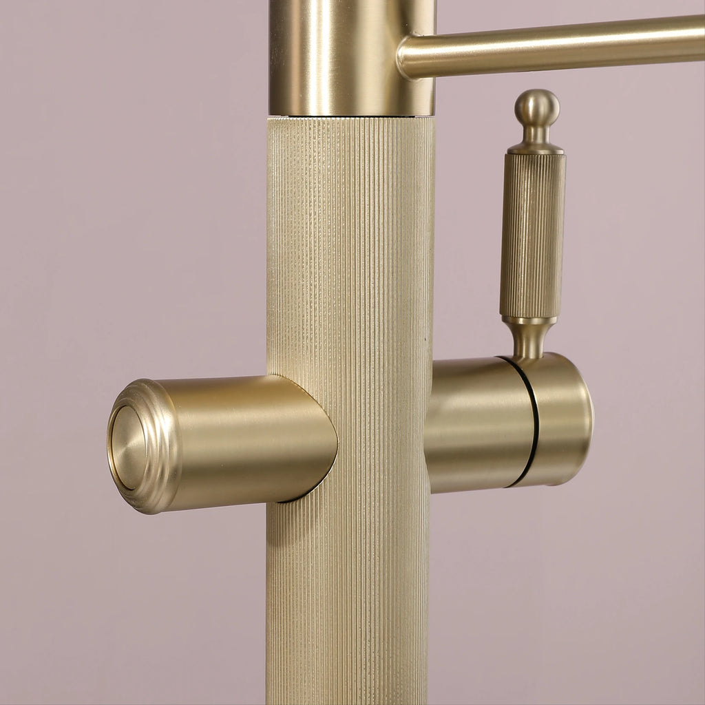 Brushed gold copper pull-out kitchen faucet with single hole hot and cold water 2 functions and drinking water mode sink Mixer