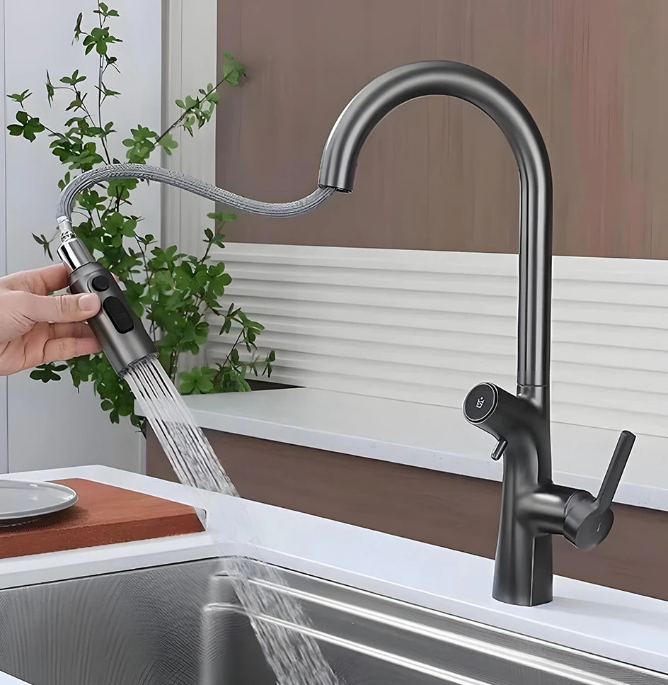 VGX Water Filter Kitchen Faucet Dual Spout Pure Drinking Water Tap Pull Out Kitchen Sink Mixer Kitchen Gourmet Faucet Crane Gold