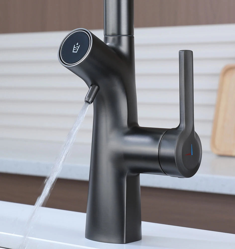 VGX Water Filter Kitchen Faucet Dual Spout Pure Drinking Water Tap Pull Out Kitchen Sink Mixer Kitchen Gourmet Faucet Crane Gold