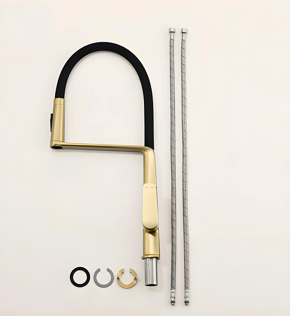 VGX Kitchen Faucet Sink Faucets Rubber Pull Down Stream Sprayer Taps Rotatable Kitchen Mixer Water Tap Hot Cold Crane Rose Gold