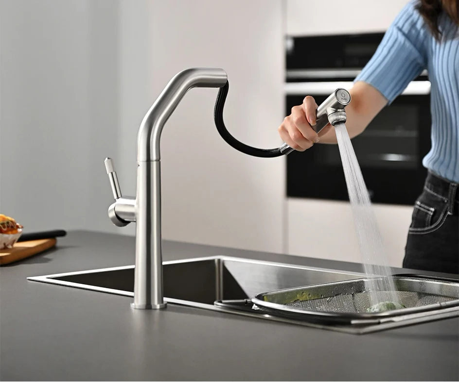 VGX Gold Kitchen Faucet Dual Spout Pure Drinking Water Tap Pull Out Kitchen Sink Mixer Stainless Steel Kitchen Gourmet Crane