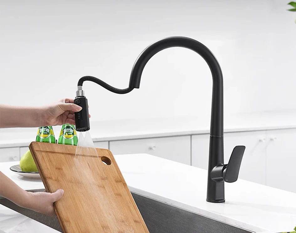 VGX Filter Water Kitchen Faucet Dual Spout Pure Drinking Water Tap Pull Out Kitchen Sink Mixer Faucet Gourmet Brass Crane Gold