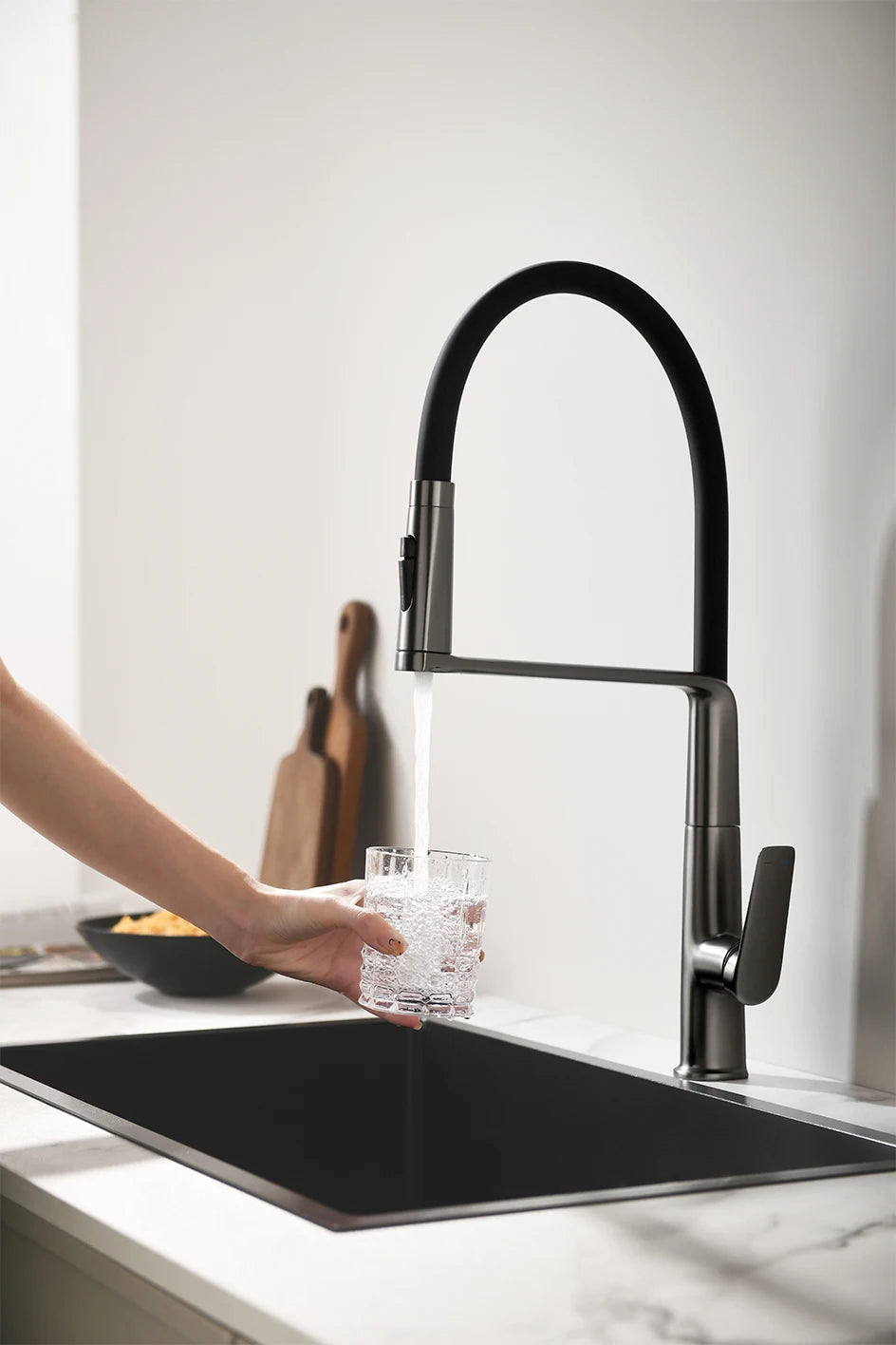 VGX Kitchen Faucet Sink Faucets Rubber Pull Down Stream Sprayer Taps Rotatable Kitchen Mixer Water Tap Hot Cold Crane Rose Gold