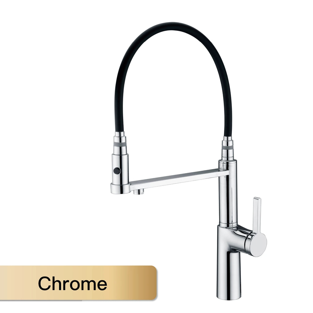 Simple black brass kitchen faucet with pull-out design, dual control of cold and hot, and water purification function sink Tap