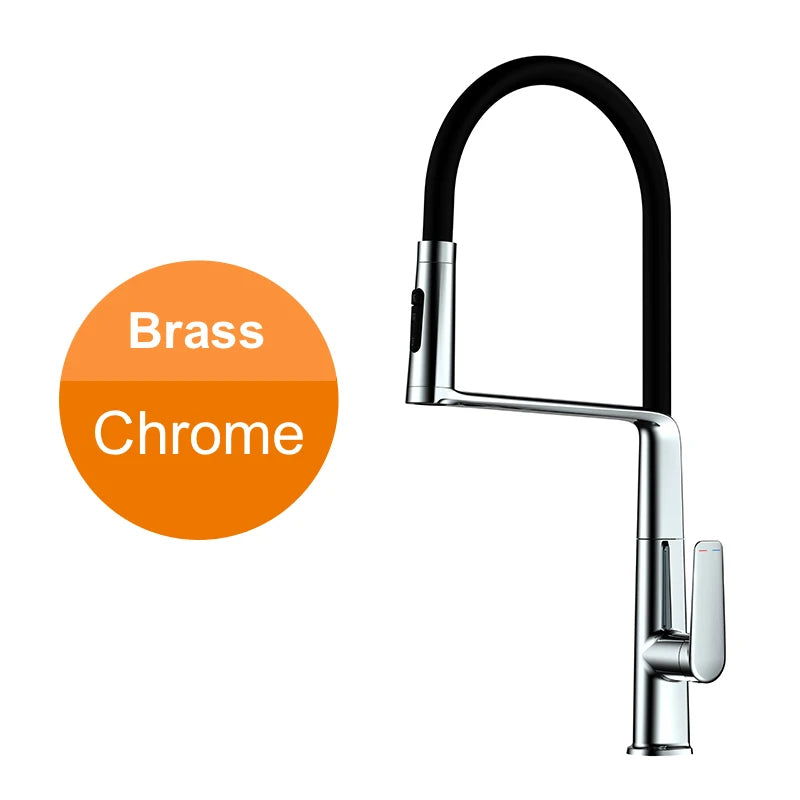VGX Kitchen Faucet Sink Faucets Rubber Pull Down Stream Sprayer Taps Rotatable Kitchen Mixer Water Tap Hot Cold Crane Rose Gold