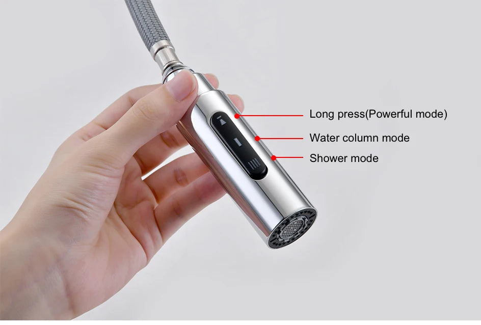 VGX Luxury Brushed Kitchen Faucet Deck Mounted Tap Pull Out Kitchen Sink Mixer Single Handle Kitchen Gourmet Faucet Water Crane