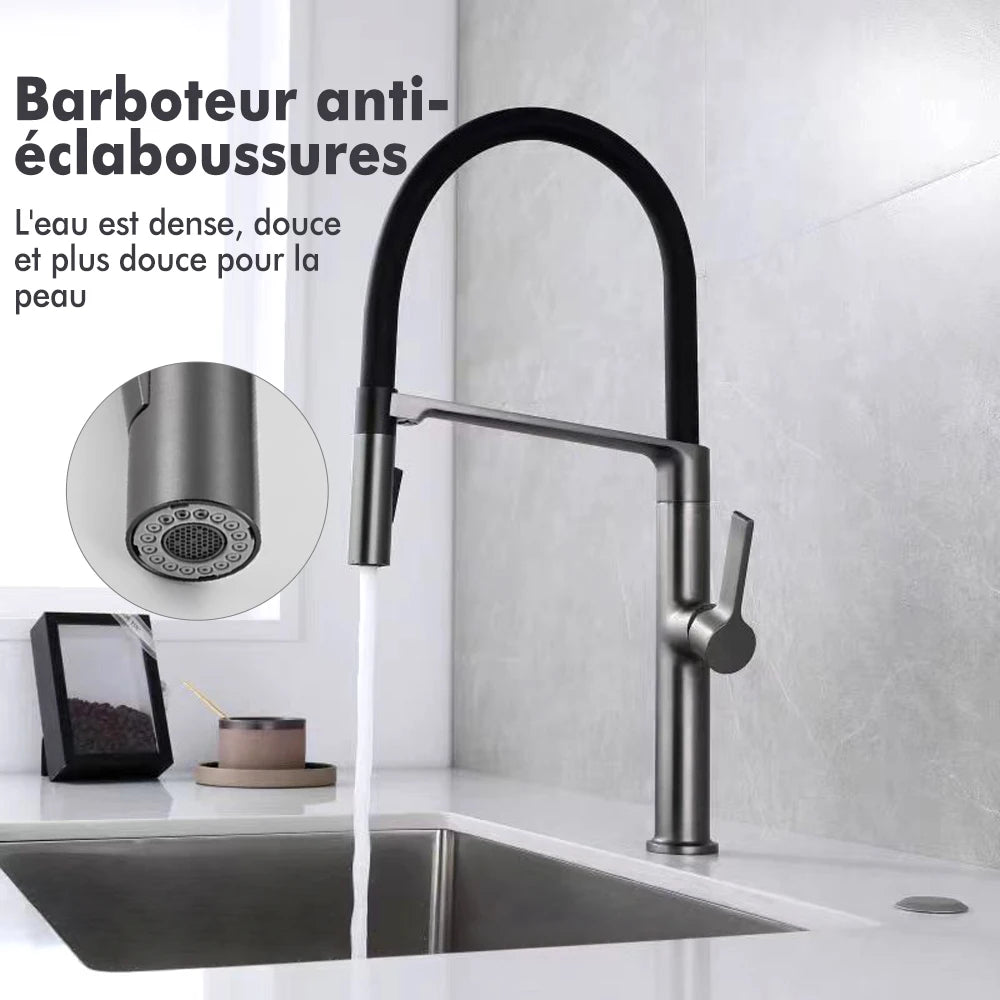 Black Kitchen Faucet Pull Down Sprayer Rubber Mixer Deck Mounted 2 Ways Sprayer Head Taps Hot And Cold Water faucet