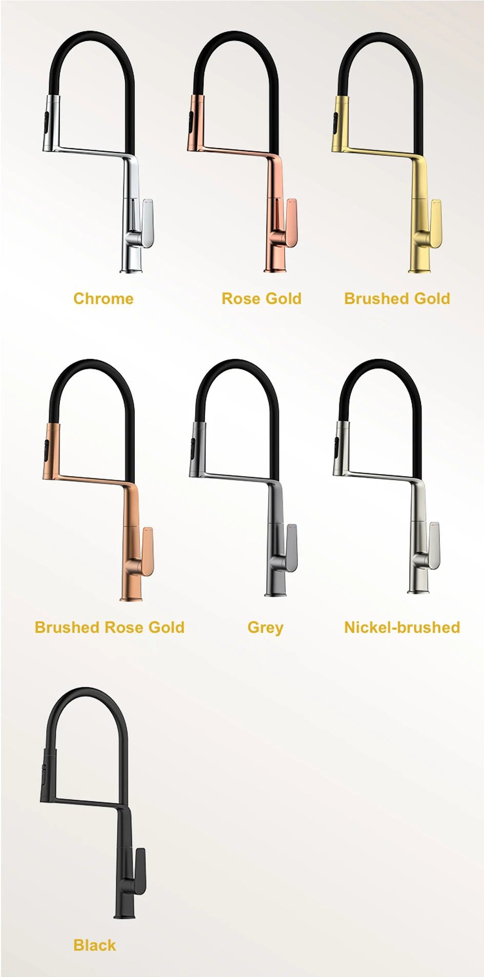 VGX Kitchen Faucet Sink Faucets Rubber Pull Down Stream Sprayer Taps Rotatable Kitchen Mixer Water Tap Hot Cold Crane Rose Gold