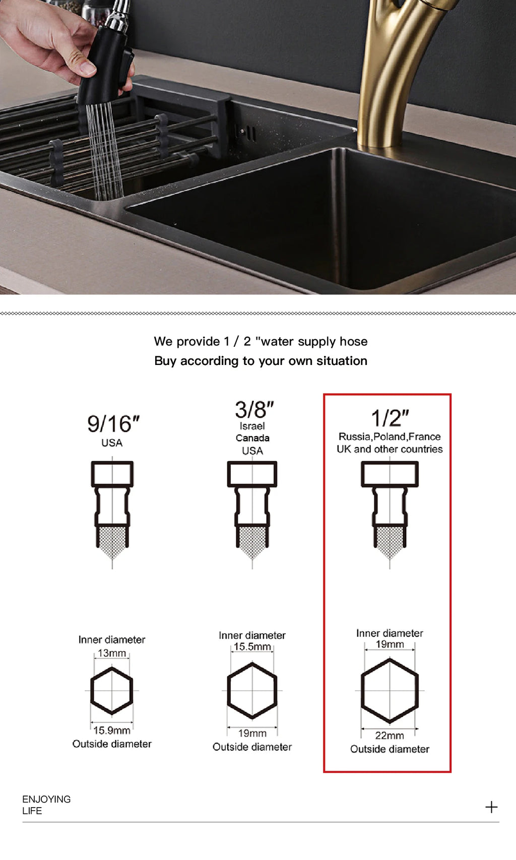 AITANA Simple design brass black kitchen faucet modern single handle pull-out hot and cold water 2 function sink faucet
