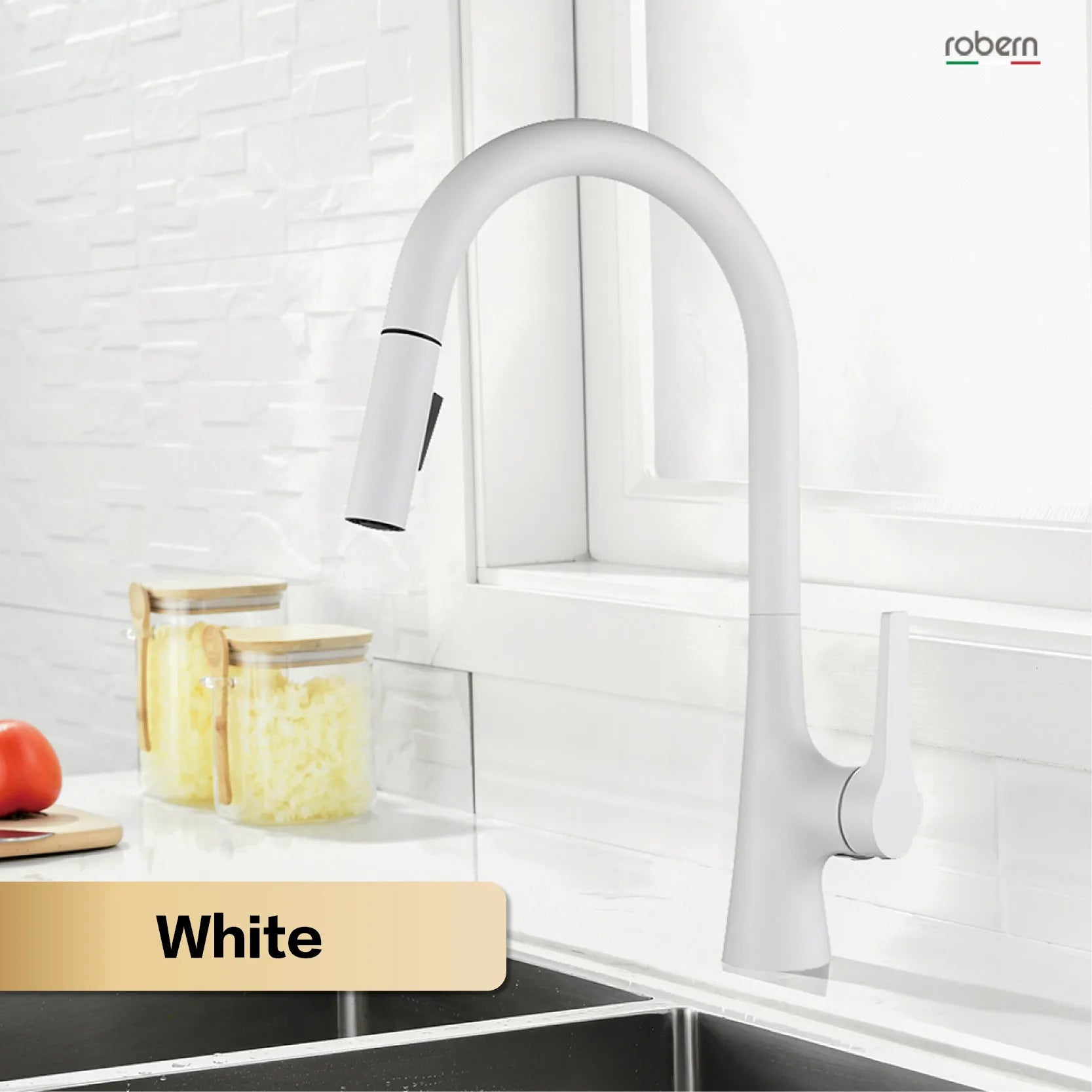 AITANA modern brushed gold kitchen faucet with single handle and single hole ceramic valve core hot&cold water pull-out sink Tap