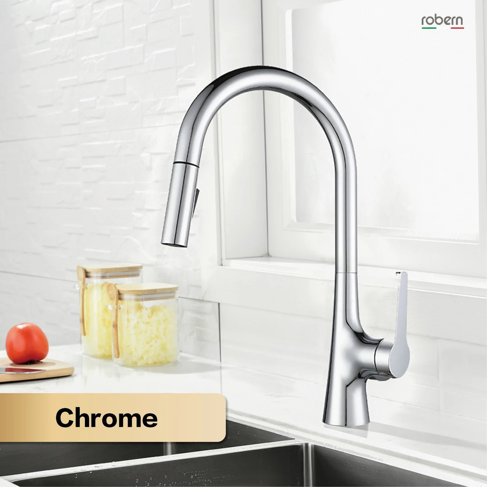 AITANA modern brushed gold kitchen faucet with single handle and single hole ceramic valve core hot&cold water pull-out sink Tap