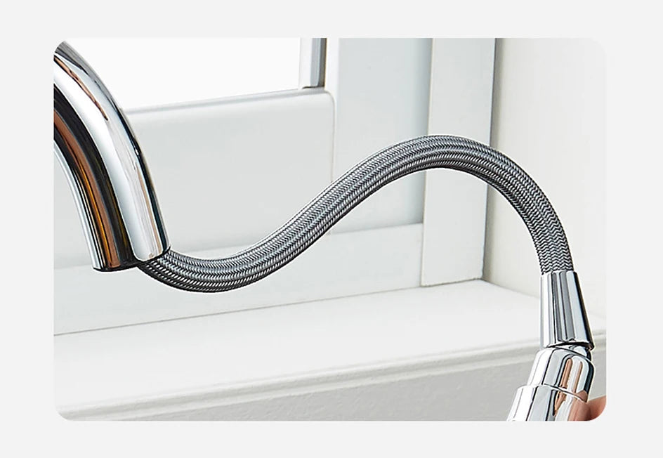 VGX Pull Out Kitchen Sink Faucet Stream Sprayer Kitchen Gourmet Faucet Rotatable Basin Mixer Water Tap Hot Cold Crane Brass Grey