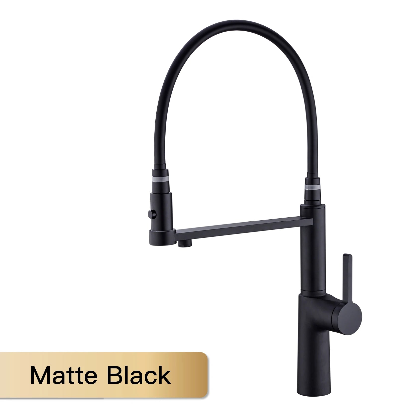 Simple black brass kitchen faucet with pull-out design, dual control of cold and hot, and water purification function sink Tap