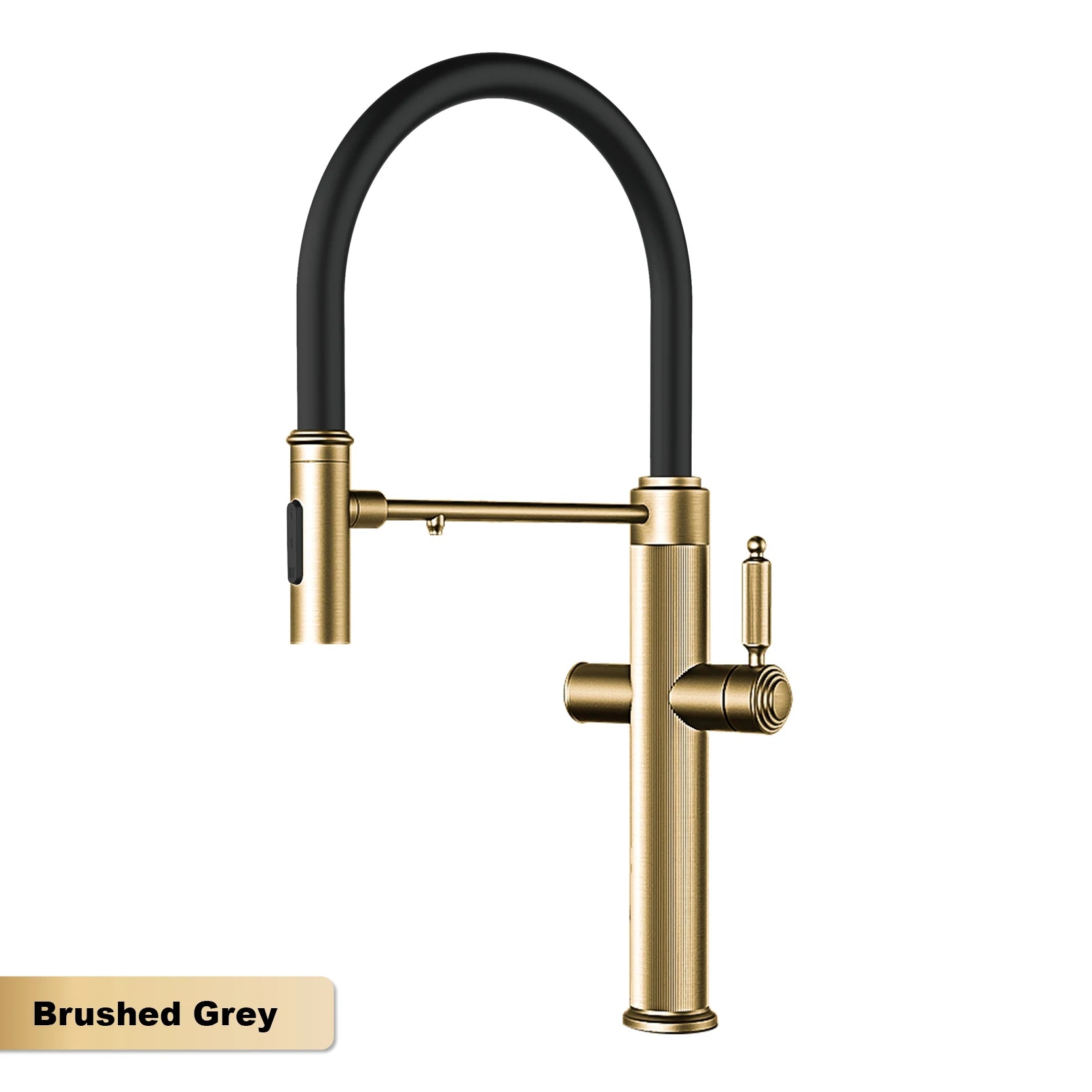 Brushed gold copper pull-out kitchen faucet with single hole hot and cold water 2 functions and drinking water mode sink Mixer