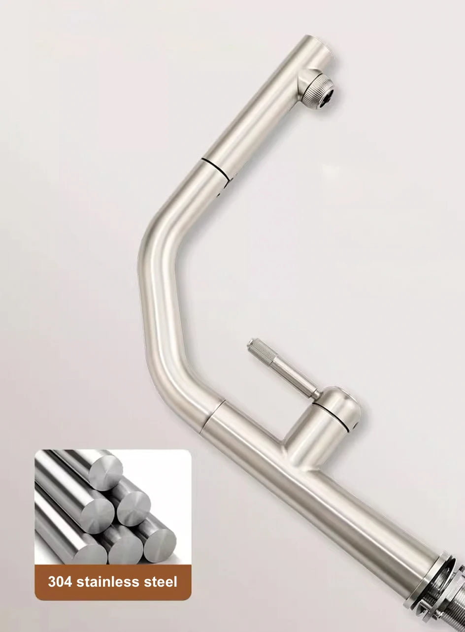 VGX Gold Kitchen Faucet Dual Spout Pure Drinking Water Tap Pull Out Kitchen Sink Mixer Stainless Steel Kitchen Gourmet Crane