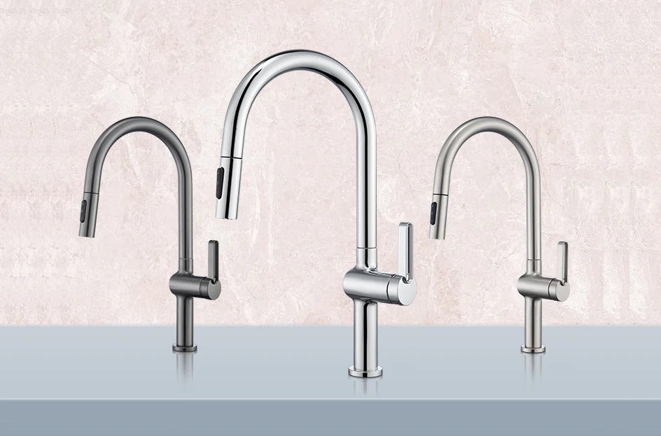 VGX Luxury Brushed Kitchen Faucet Deck Mounted Tap Pull Out Kitchen Sink Mixer Single Handle Kitchen Gourmet Faucet Water Crane
