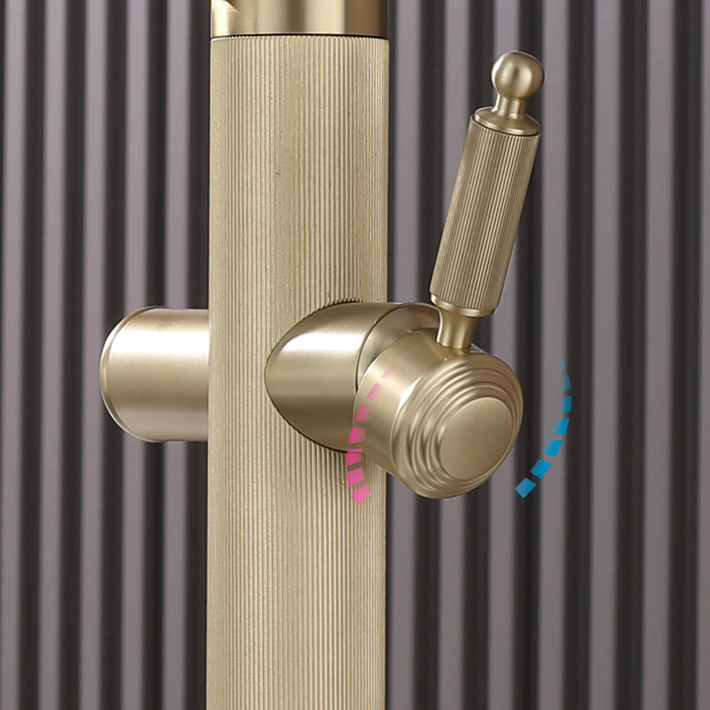 Brushed gold copper pull-out kitchen faucet with single hole hot and cold water 2 functions and drinking water mode sink Mixer