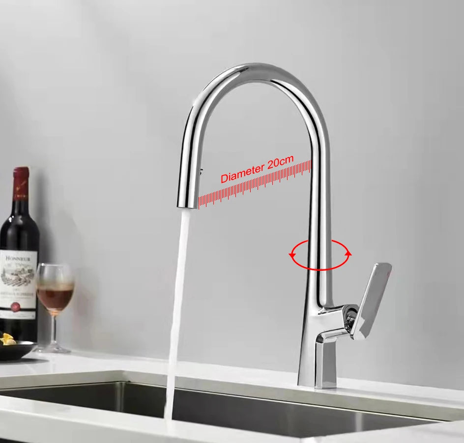 VGX Pull Out Kitchen Sink Faucet Stream Sprayer Kitchen Gourmet Faucet Rotatable Basin Mixer Water Tap Hot Cold Crane Brass Grey