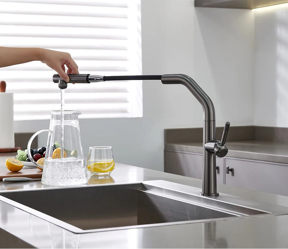 VGX Kitchen Faucet Dual Spout Pure Drinking Water Tap Pull Out Kitchen Sink Mixer Stainless Steel Kitchen Gourmet Faucet Crane