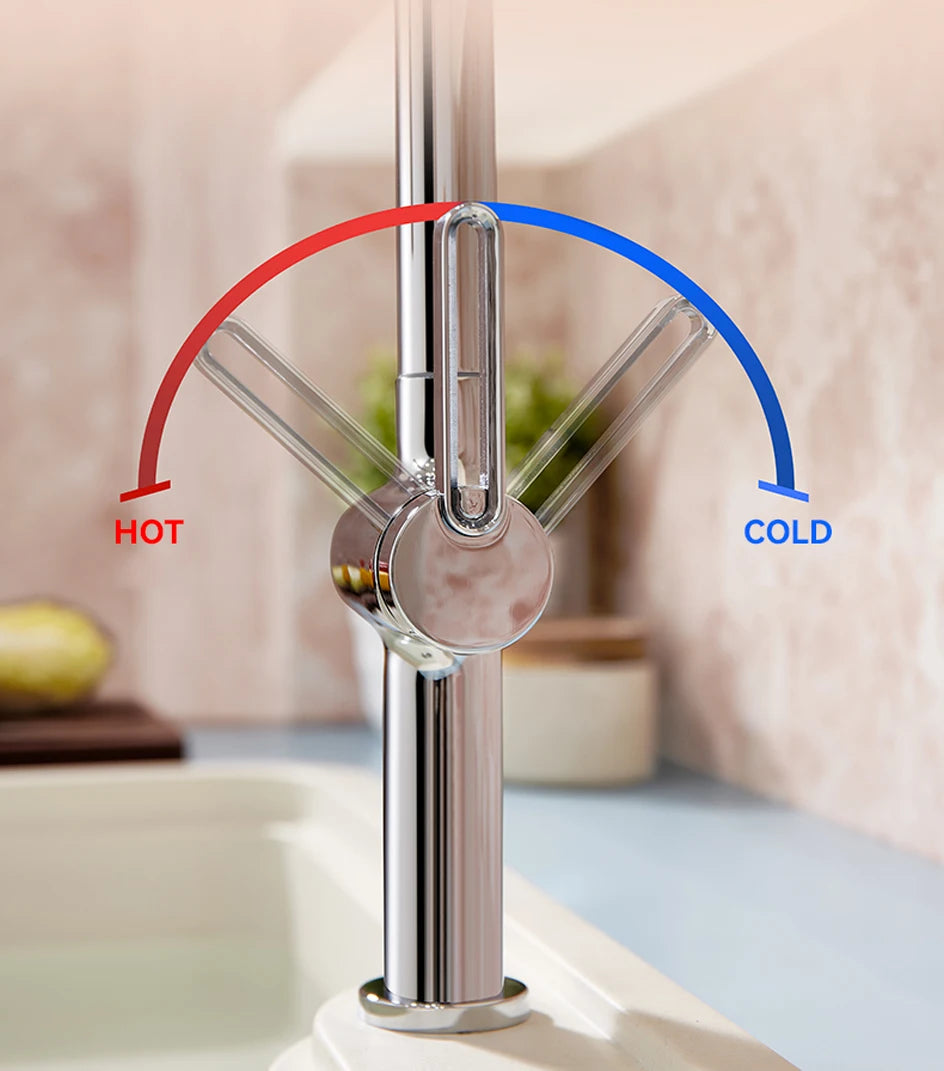 VGX Luxury Brushed Kitchen Faucet Deck Mounted Tap Pull Out Kitchen Sink Mixer Single Handle Kitchen Gourmet Faucet Water Crane