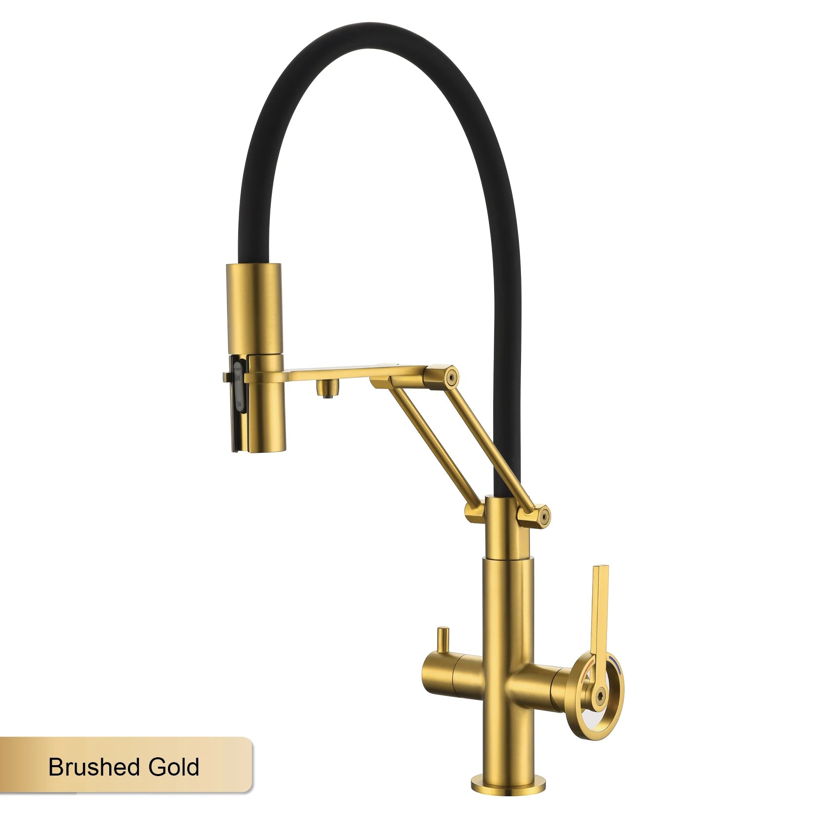Industrial brass brushed rose gold kitchen faucet with separated filter faucet. 1 hole pull-out hot&cold water tank mixr Tap