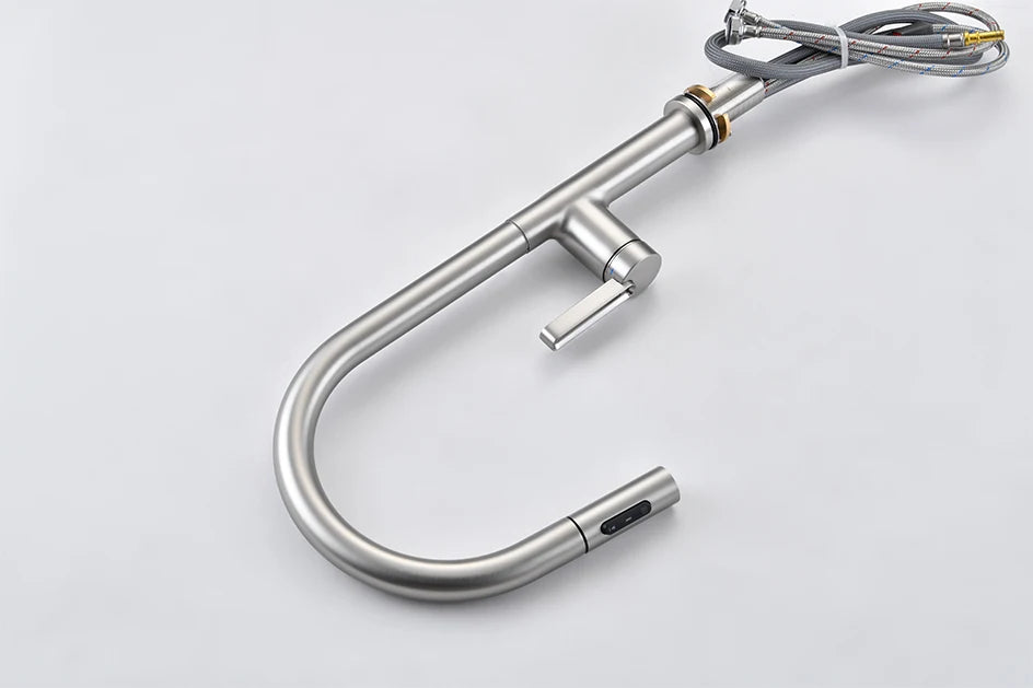VGX Luxury Brushed Kitchen Faucet Deck Mounted Tap Pull Out Kitchen Sink Mixer Single Handle Kitchen Gourmet Faucet Water Crane