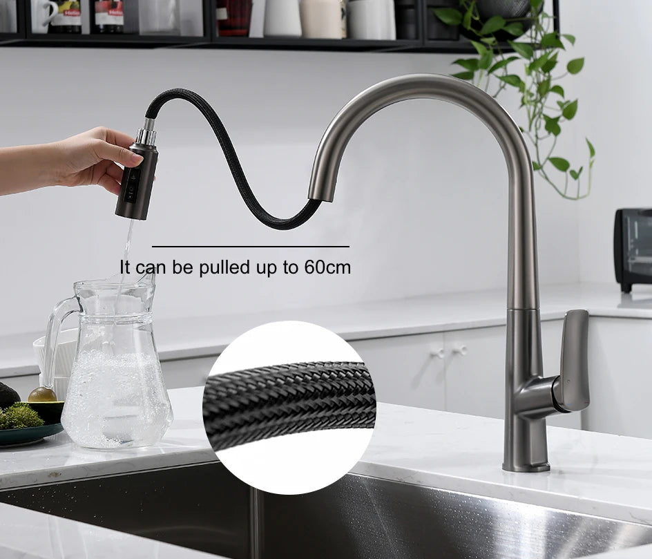 VGX Filter Water Kitchen Faucet Dual Spout Pure Drinking Water Tap Pull Out Kitchen Sink Mixer Faucet Gourmet Brass Crane Gold