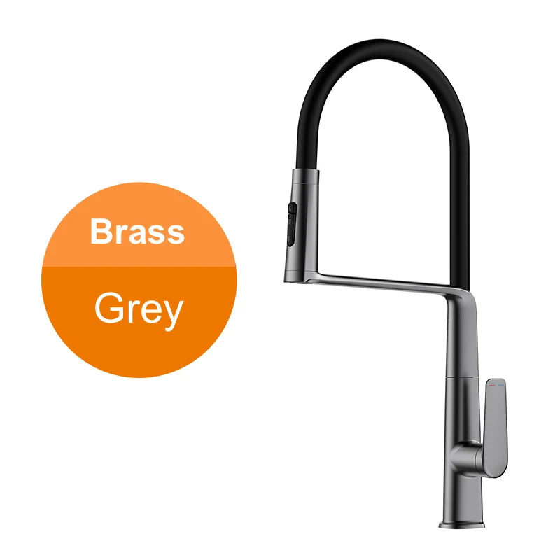 VGX Kitchen Faucet Sink Faucets Rubber Pull Down Stream Sprayer Taps Rotatable Kitchen Mixer Water Tap Hot Cold Crane Rose Gold
