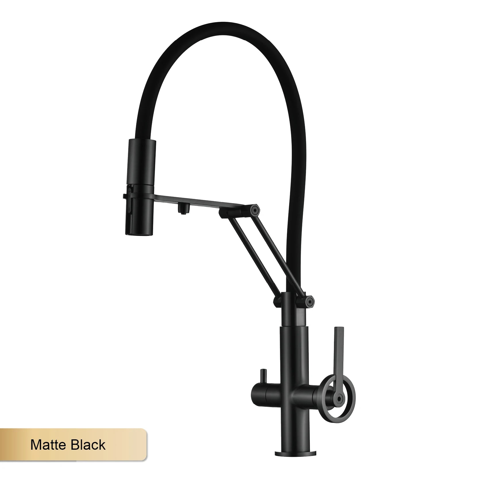 Industrial brass brushed rose gold kitchen faucet with separated filter faucet. 1 hole pull-out hot&cold water tank mixr Tap