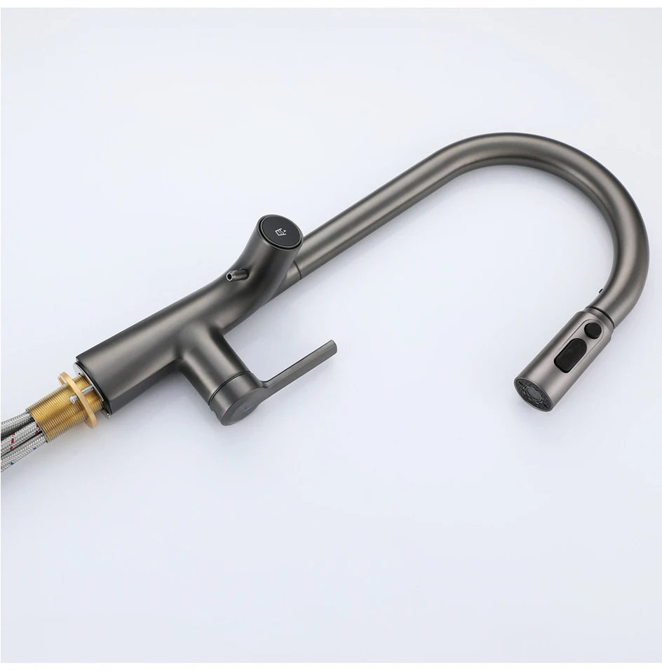 VGX Water Filter Kitchen Faucet Dual Spout Pure Drinking Water Tap Pull Out Kitchen Sink Mixer Kitchen Gourmet Faucet Crane Gold