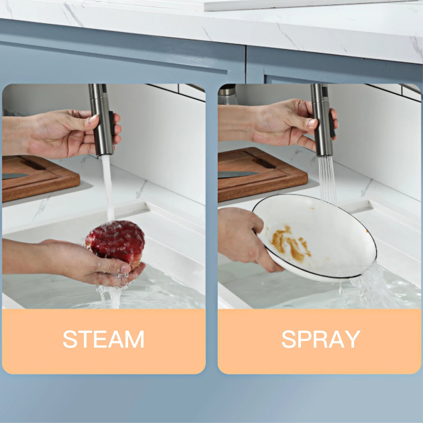 AITANA Luxury Gun Grey Brass Kitchen Faucet Simple Design Single Handle 2-Function Hot and Cold Water Pullout Sink Mixer