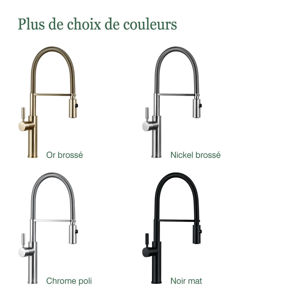 Brushed Gold Kitchen Faucets Single Handle Pull Out Kitchen Mixer Hot And Cold Water Swivel Degree Water Tap