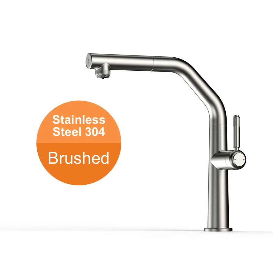 VGX Gold Kitchen Faucet Dual Spout Pure Drinking Water Tap Pull Out Kitchen Sink Mixer Stainless Steel Kitchen Gourmet Crane