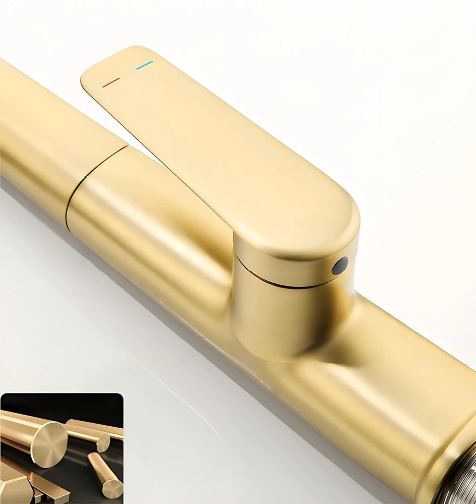 VGX Kitchen Faucet Sink Faucets Rubber Pull Down Stream Sprayer Taps Rotatable Kitchen Mixer Water Tap Hot Cold Crane Rose Gold
