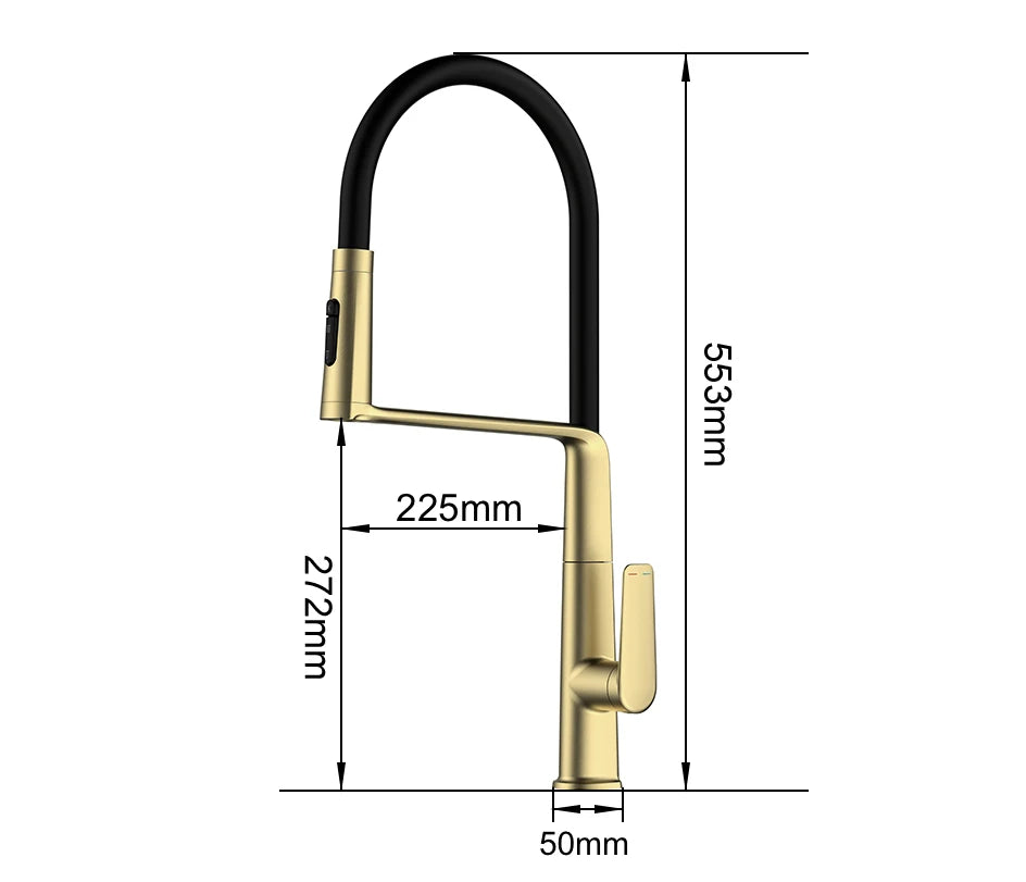 VGX Brushed Kitchen Faucet Sink Faucet Rubber Pull Down Stream Sprayer Tap Rotatable Kitchen Mixer Water Tap Hot Cold Crane Gold