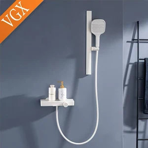 VGX Simple Bathroom Shower System Set Bathtub Faucets Set Bath Water Taps Shower Diverter Single Handle Tub Mixer Shower Crane